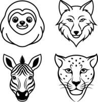 Wild and Playful Animal Head Illustrations for Creative Projects vector