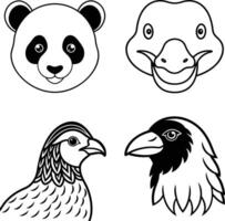 Animal Head Illustrations Featuring Birds and Wildlife vector