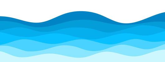 Water wave. Abstract blue sea waves background. Ocean turquoise wavy shapes pattern. Horizontal river water streams liquid. Marine liquid concept vector