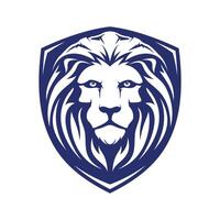 Serious lion head facing front with sharp eyeballs illustrator logo design vector