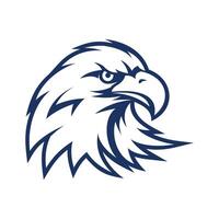 Blue eagle head with sharp eyes illustrator logo design vector