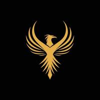 Abstract eagle flapping its wings in gold 1 illustration logo design vector