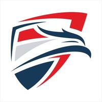 Eagle head security and speed inside slanted shield red blue grey color combination illustrator logo design vector