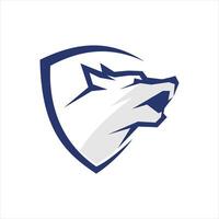 Roaring wolf in shield illustrator logo design vector