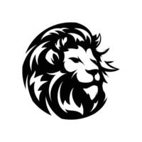 Lion head facing sideways with mane moving forward in the wind illustrator logo design vector
