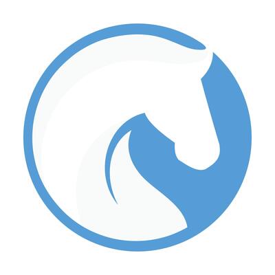 Plain horse head without eyes inside circle illustration logo design