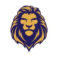 Lion facing forward with neat golden hair illustration logo design vector