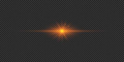 Light effect of lens flares. Orange horizontal glowing light starburst effect with sparkles on a grey background. illustration vector