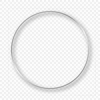 Silver glowing circle frame with shadow isolated on background. Shiny frame with glowing effects. illustration. vector