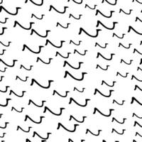 Seamless pattern with black sketch hand drawn squiggle shape on white background. Abstract grunge texture. vector