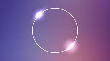 Neon circle frame with shining effects on dark background. Empty glowing techno backdrop. illustration vector