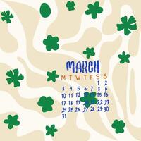 Hello Spring. Abstract March 2025 calendar vector