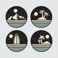 An image displaying four varied landscapes, combining tranquil beach vistas and stunning mountain views, highlighting nature's splendor. vector