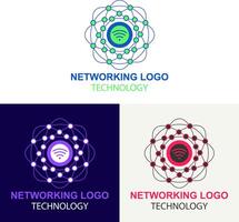 Global networking technology logo design vector