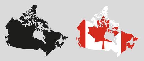 Image of the Canadian flag. Territory of Canada. Flag along the contour of the territory of Canada. vector