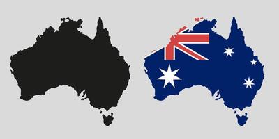 Australian continent. Image of the Australian flag. Flag along the contour of the territory of Australia. vector