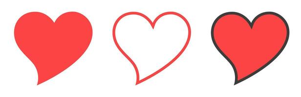 Set of heart icons, isolated on white background. Collection of drawn hearts for website, symbol of love and Valentine's Day. vector
