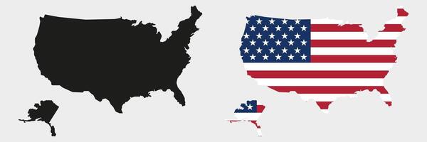 Image of the American flag. American flag along the contour of the territory of the USA. vector