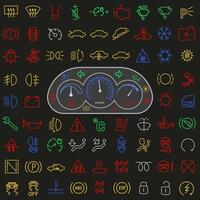 Car dashboard interface. Dashboard icons. Car dashboard color icons. vector