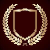 golden laurel wreath with shield vector
