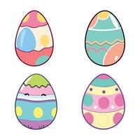 Set of Four Colorful Easter Eggs for Spring and Holiday Designs vector
