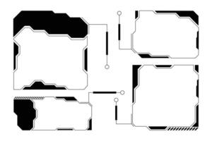 Futuristic Tech HUD Frames with Circuit Elements. Digital Callouts Cyberpunk Sci Fi vector