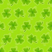 Green seamless pattern of shamrock with white outline for St. Patrick's Day vector