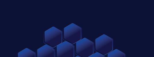 deep blue background with abstract geometric hexagonal shapes, digital art design vector