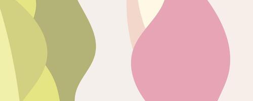 abstract pink and green pastel waves with smooth transitions, minimal design vector