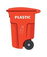 trash container for plastic red color on white background vector