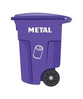 trash container for metal lilac color on white background vector