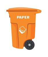 orange plastic paper trash container on white background vector