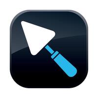 square black construction icon with a paint trowel on a white background vector