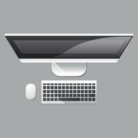 Colored icon of computer monitor and keyboard top view on white background vector