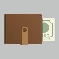 colored icon of wallet with banknote on white background vector