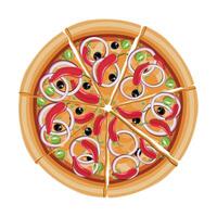 detailed color pizza icon with pepper and onion on white background vector