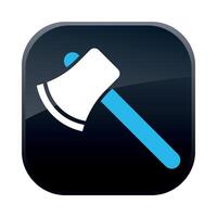 square black construction icon with an axe on a white background vector