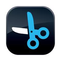 square black construction icon with scissors on white background vector