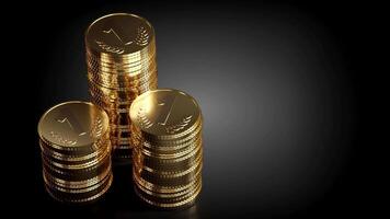 Three Piles of Golden Coins on Black Background video