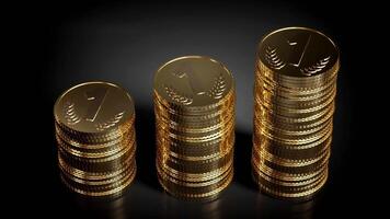 Three Piles of Golden Coins creating Growth Chart video