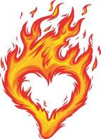 Heart with fire in the shape of a heart vector