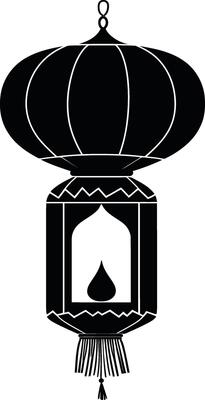 Premium quality Chinese paper lantern silhouette illustration, Chinese paper lantern design