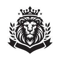 lion head with crown and laurels vector