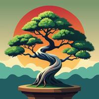 bonsai tree illustration vector