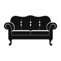 black and white sofa icon on a white background vector