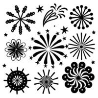 fireworks and stars set of illustration vector