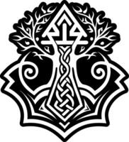 A glyph style icon of yggdrasil symbol vector