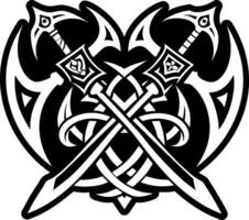 A solid style icon of scimitars symbol vector