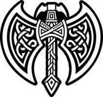 Viking axe symbol icon in solid style vector