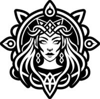 A solid style icon of maiden symbol vector